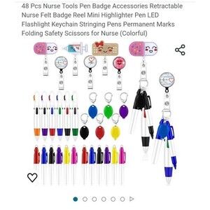 48 Pcs Nurse Tools Pen Badge Accessories Retractable Nurse Felt Badge Reel Mini